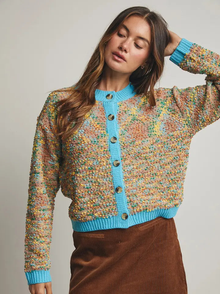 Multi-Colored Popcorn Cardigan