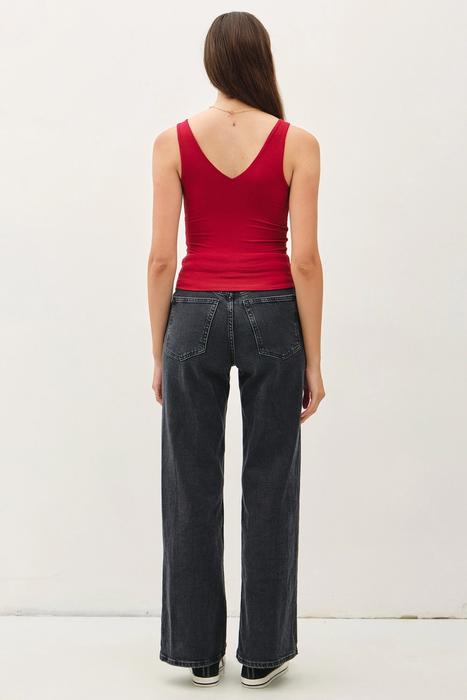 Soft & Stretchy Full Length Jersey Tank - Scarlet