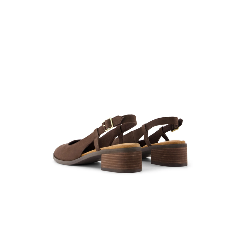 TOMS • Jaclyn Slingback Heels Nubuck Leather - Chocolate Brown