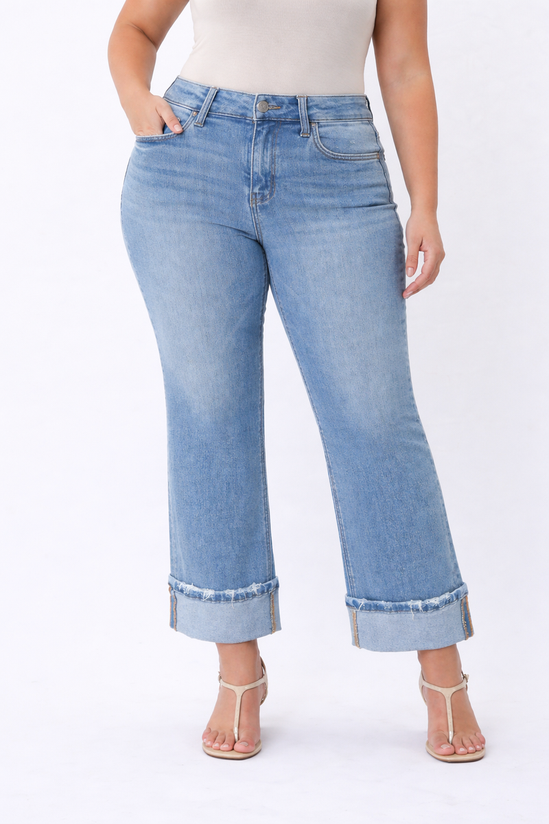 Lovervet • Mid Rise Slim Wide Jeans - Energetic (Curvy)