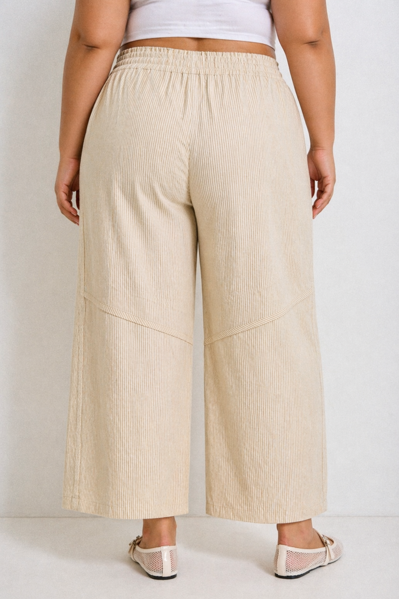 Striped Pants - Tan (Curvy)