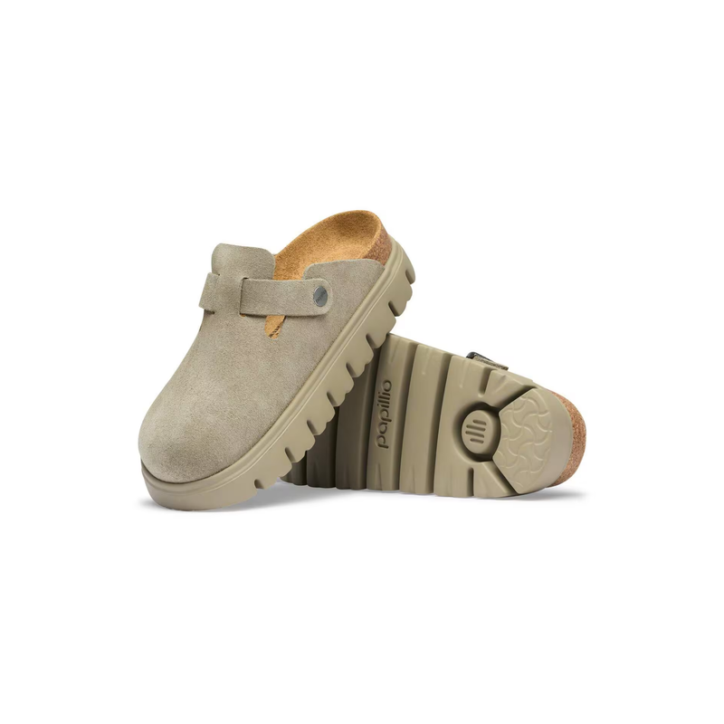 Birkenstock® • Papillio Boston Chunky Clog - Suede Taupe (Narrow)