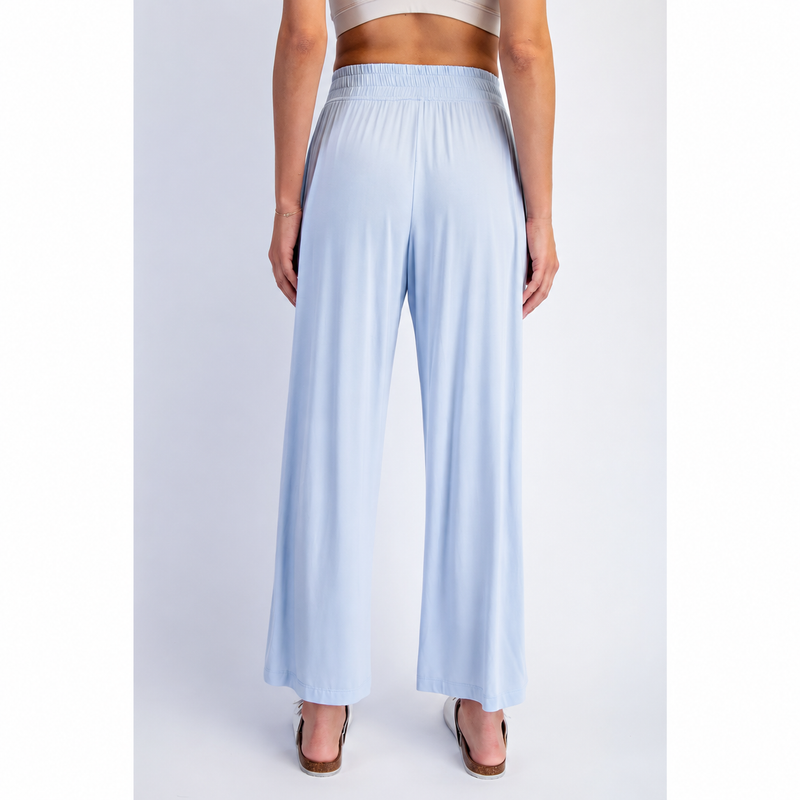 Viscose Modal Wide Leg Pants - Mist Blue (Curvy)