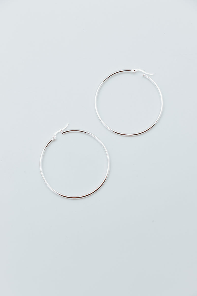 Silver Plated Stainless Steel 50mm Hoops