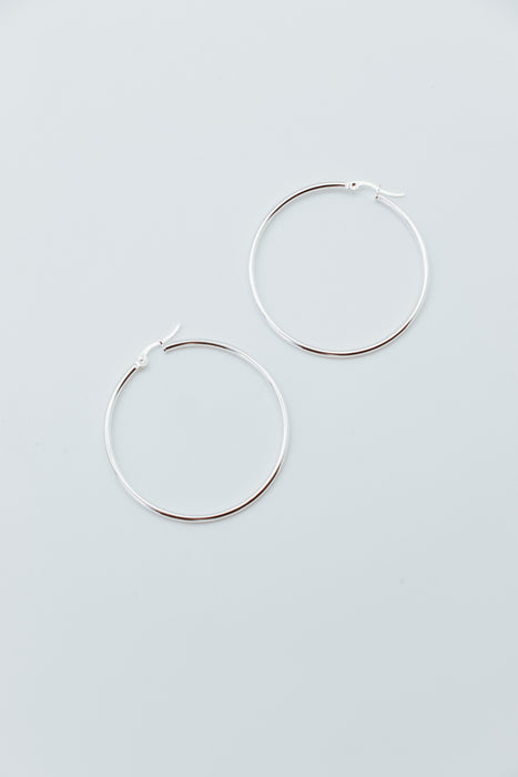 Silver Plated Stainless Steel 50mm Hoops