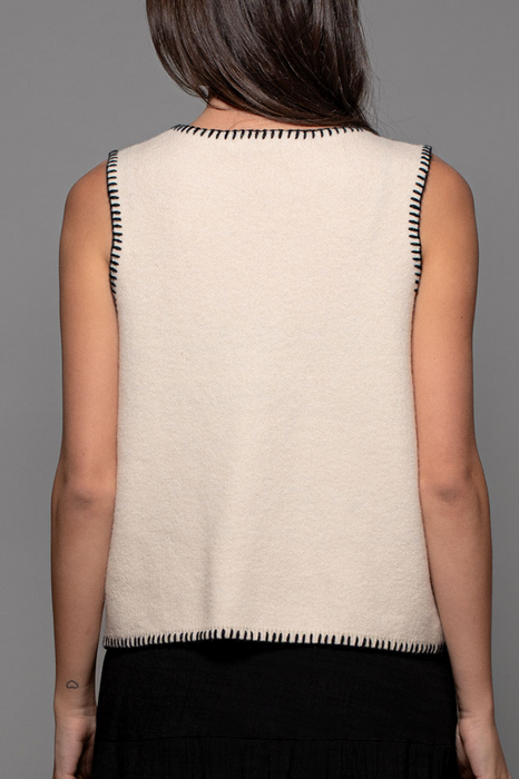 Western Embroidered Vest - Ivory