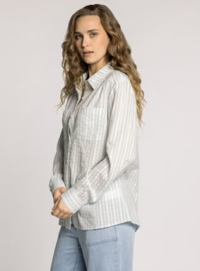 Clover Shirt - Ivory/Blue