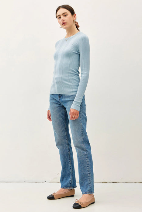 Ribbed Sweater Top - Light Blue