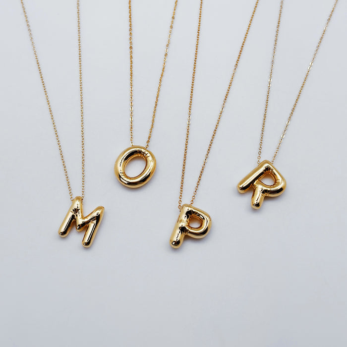 Initial 18K Gold Plated Jumbo Bubble Initial Necklace