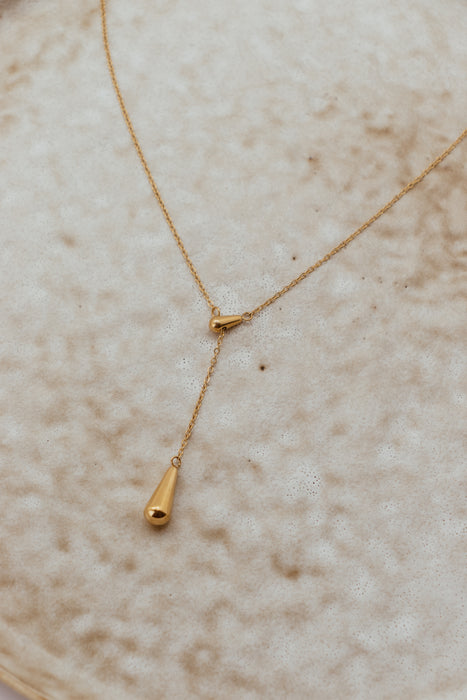 18K Water Drop Necklace - Gold