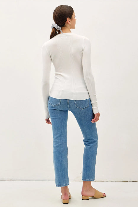 Ribbed Sweater Top - Ivory