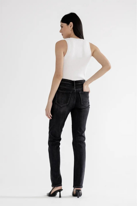 Mica • High Rise Slim Straight Leg - Black Cow