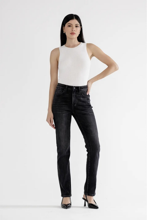 Mica • High Rise Slim Straight Leg - Black Cow