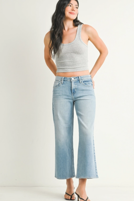 Just Black Denim • Mid Rise Slim Wide Leg - Light Denim