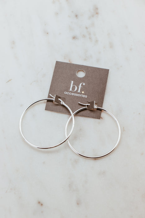 Silver Plated Stainless Steel 50mm Hoops