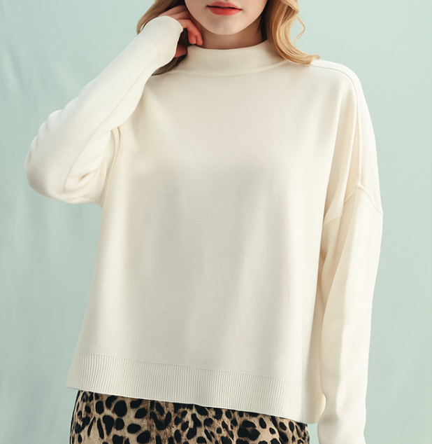 Mock Neck Sweater - Cream