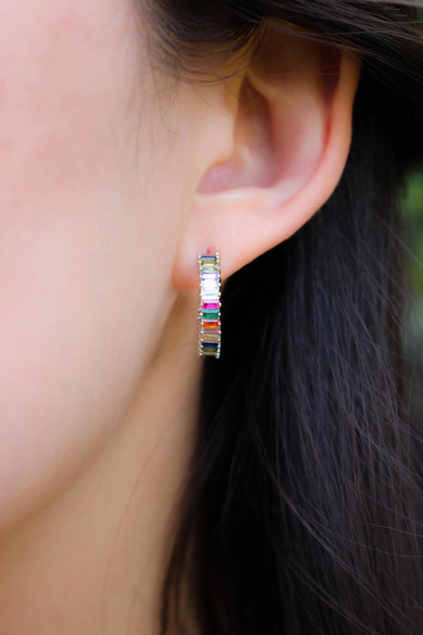 Nikki Smith Designs • Rainbow Shimmer Hoops - Silver