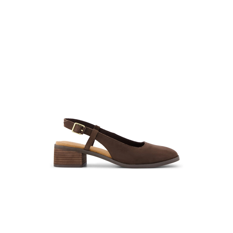 TOMS • Jaclyn Slingback Heels Nubuck Leather - Chocolate Brown