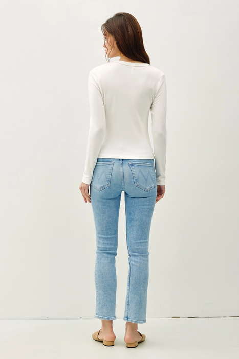 Basic Scoop Neck  Long Sleeve Tee - Ivory