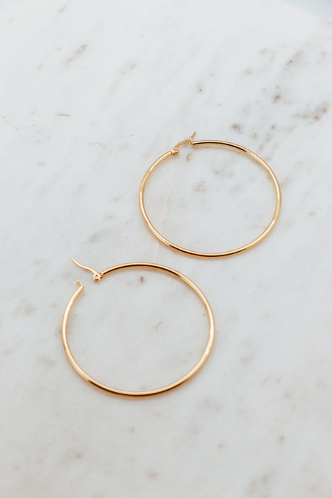 18K 60mm Gold Hoop Earrings