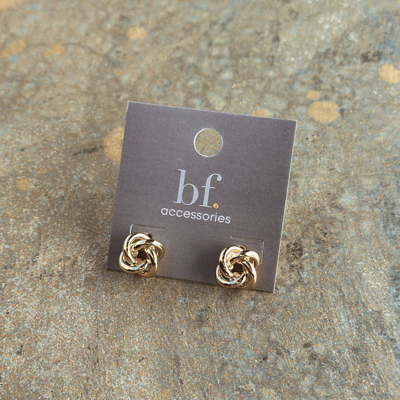 Gold Plated Small Loose Knot Stud Earring • 23699 G