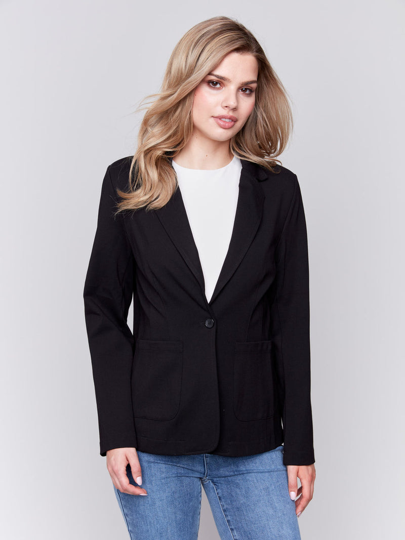 Blazer With Front Pockets - Black