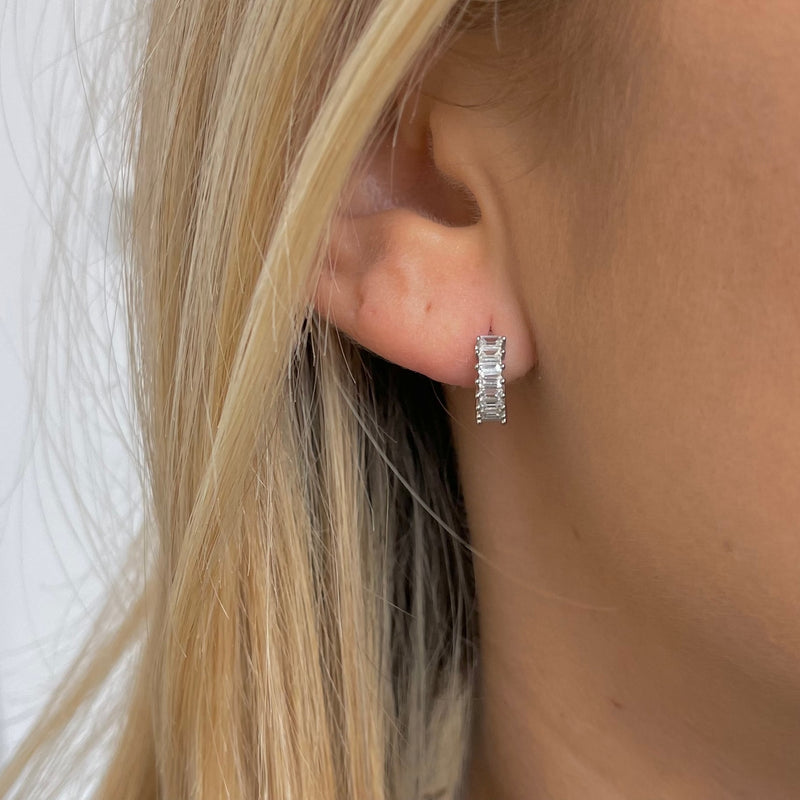 Nikki Smith Designs • Small Esther Silver Diamond Huggie Earrings