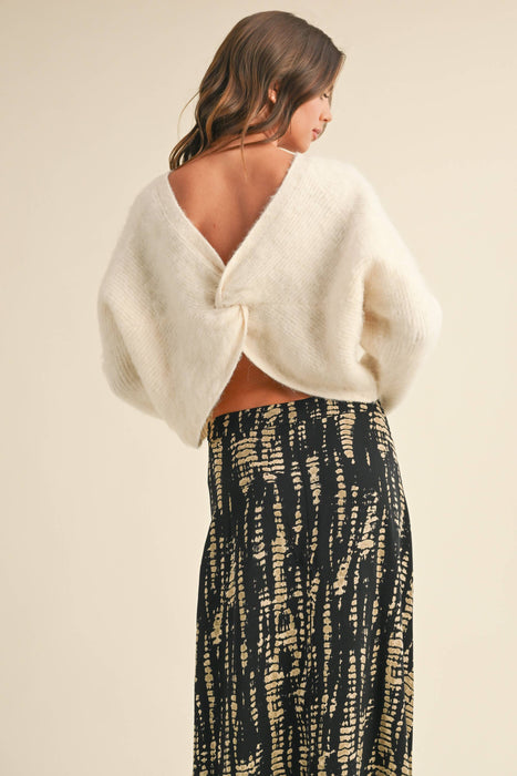 Twisted Detail Front & Back Reversible Sweater - Ivory