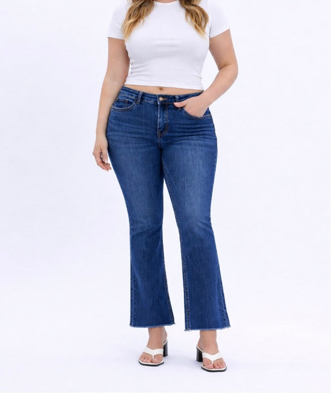 High Rise Kick Flare Dark Denim