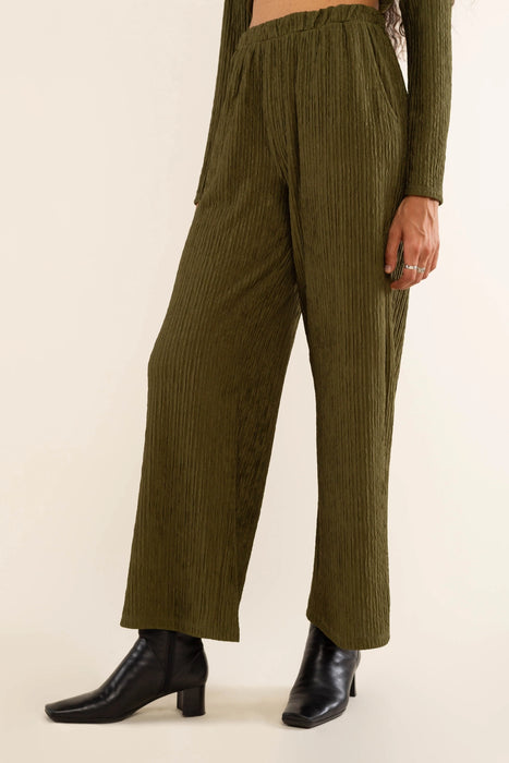 Owen Pleated Straight Leg Pants - Olive