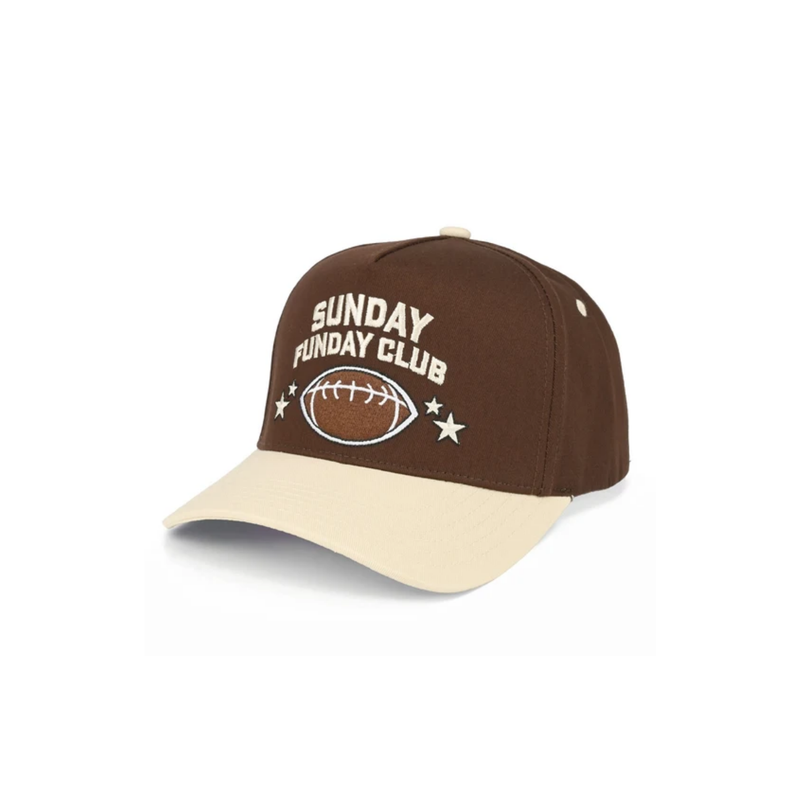 Sunday Funday Club Trucker Hat - Cream & Brown