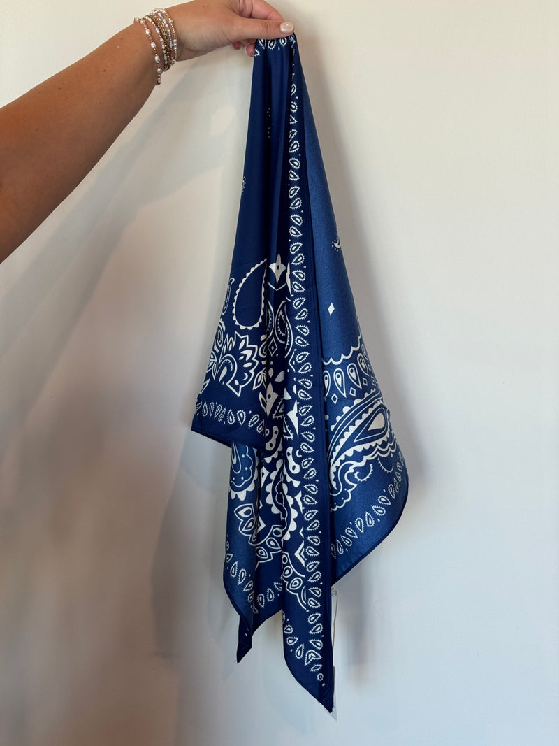 Paisley Triangle Lightweight Scarf - Blue