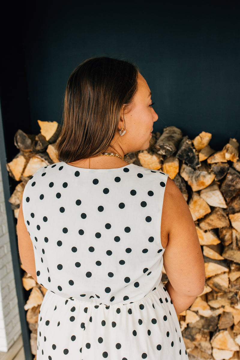 Midi Polka Dot Dress - Cream & Black