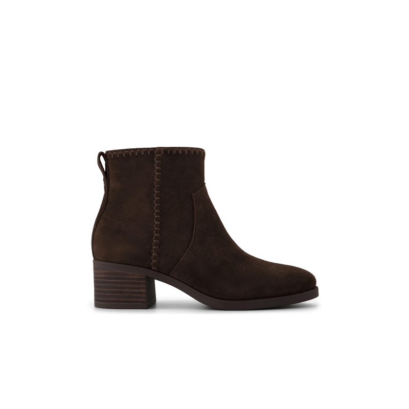 TOMS • Delilah Heeled Boot - Chocolate Brown Suede