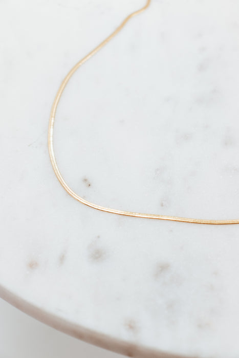 Extra Skinny Herringbone Necklace Gold