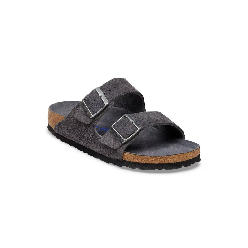 Birkenstock® • Arizona Soft Bed Sandal - Suede Charcoal Tonal (Regular)
