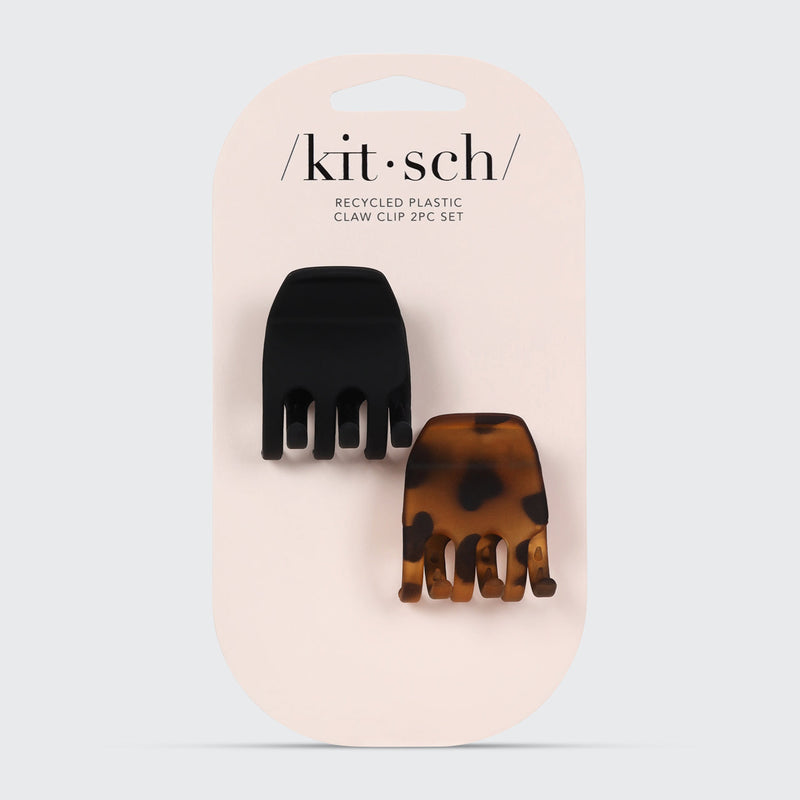 Eco Friendly Medium Claw Clip 2 pack - Black/Tortoise