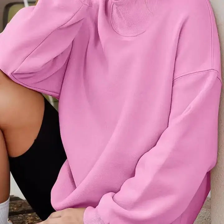 Oversized Mock Neck - Rose Red