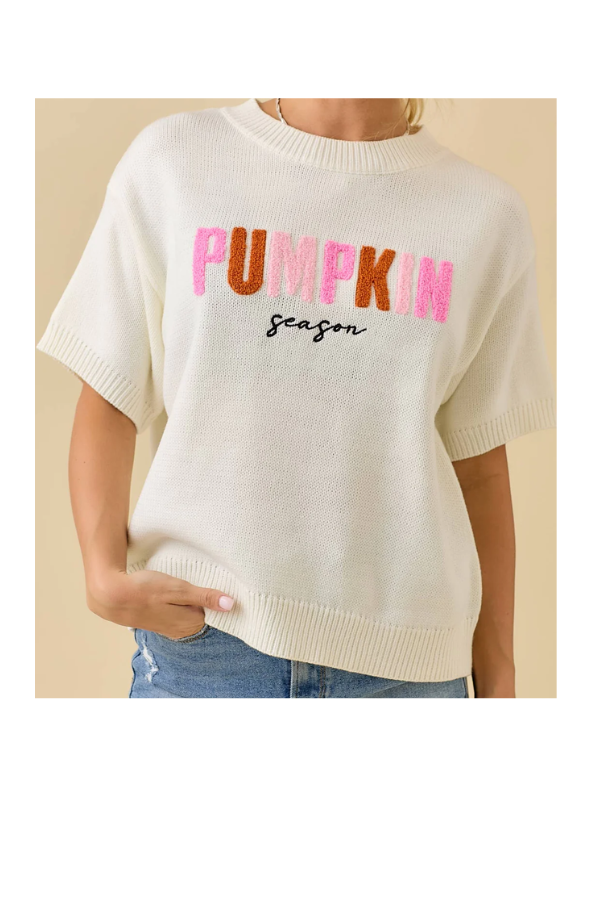 Pumpkin Short Sleeve Sweater