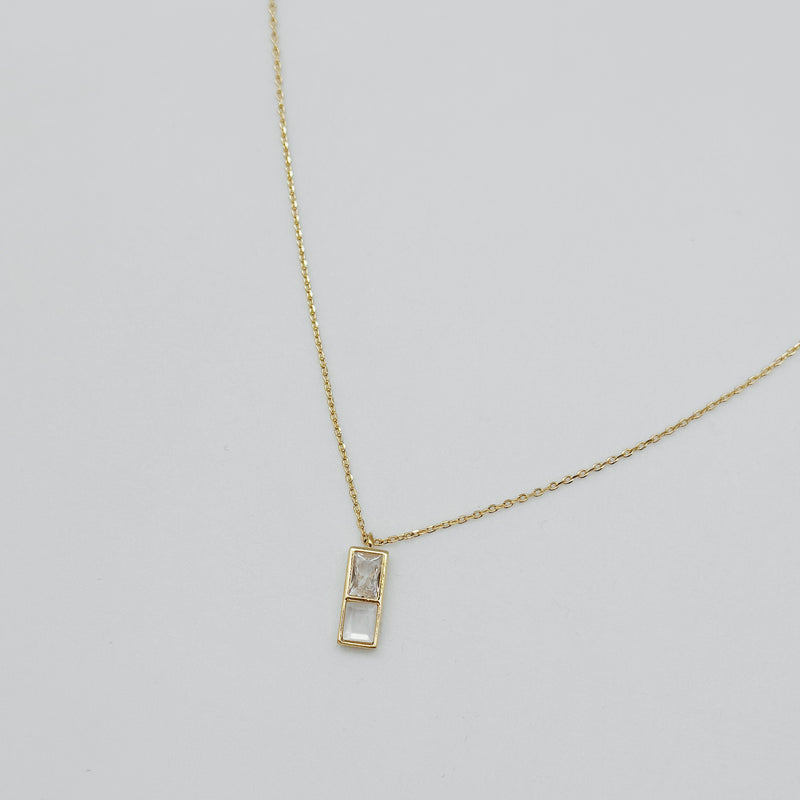 Vertical Bar W/ Frosted Opal Necklace • 23637 G
