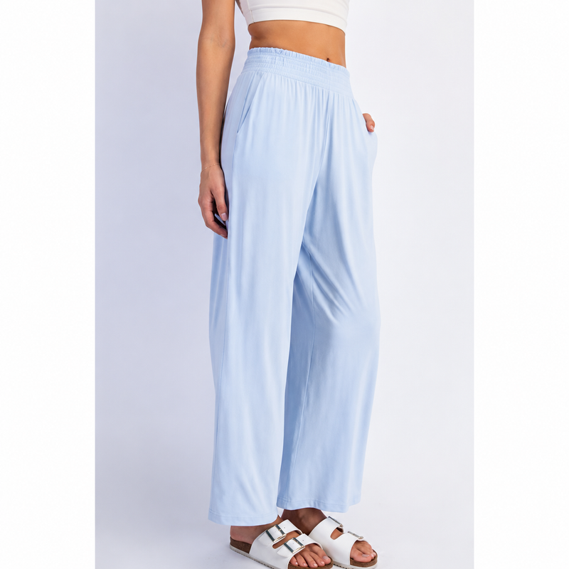 Viscose Modal Wide Leg Pants - Mist Blue (Curvy)