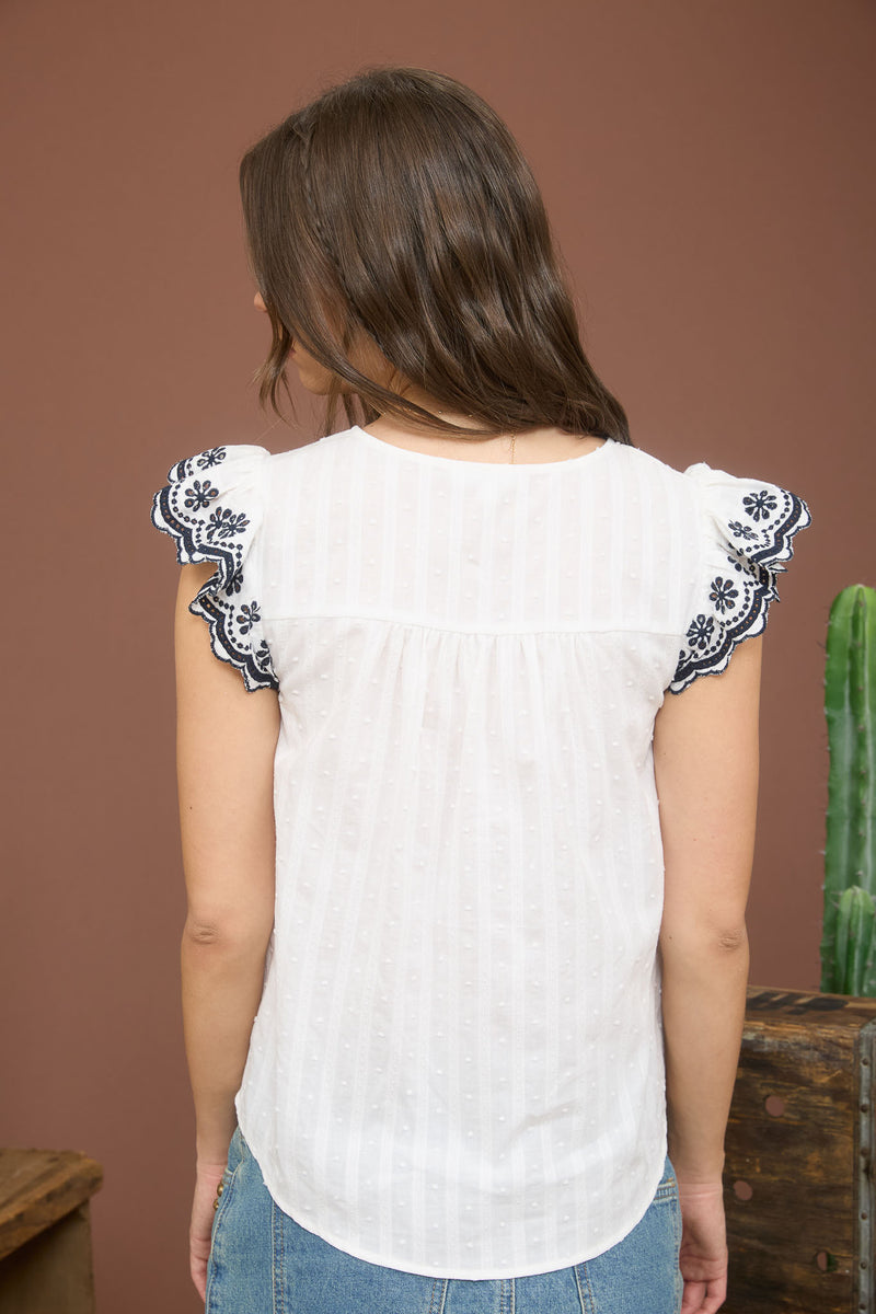 Floral Sleeve Blouse - White