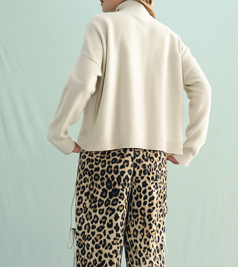 Mock Neck Sweater - Cream