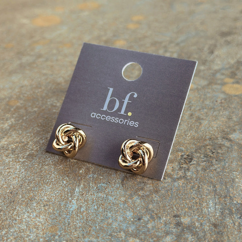 Gold Plated Small Loose Knot Stud Earring • 23699 G