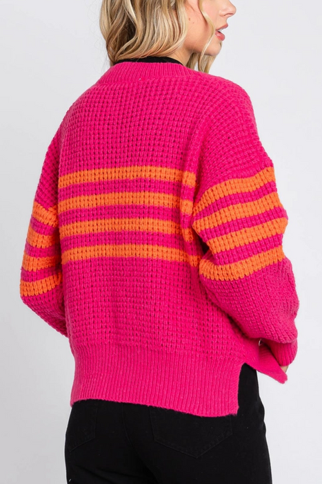 Button Down Cardigan - Pink/Orange