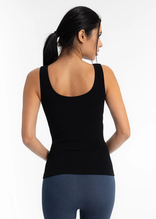 Ribbed Reversible Tank Black - One Size