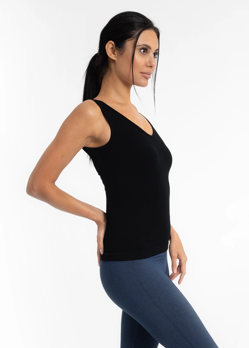 Ribbed Reversible Tank Black - One Size