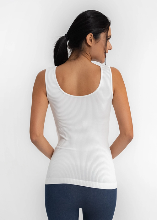 Ribbed Reversible Tank White - One Size