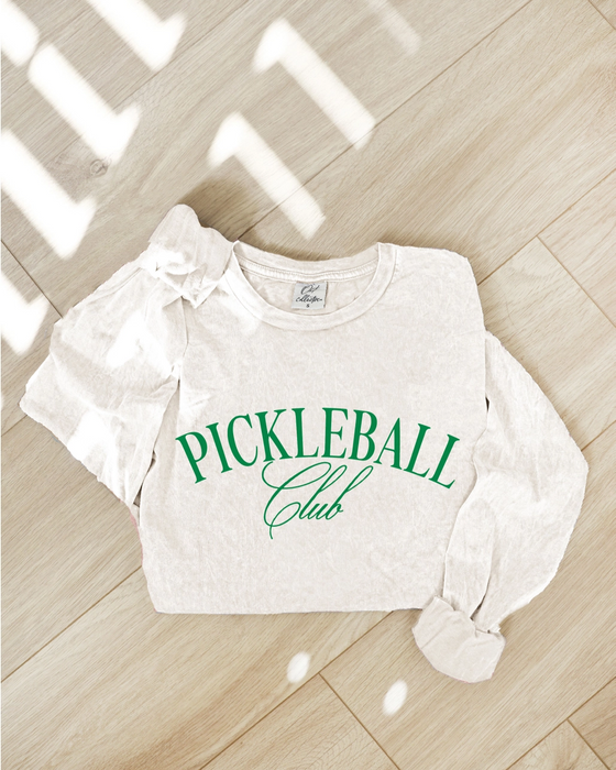 PICKLEBALL CLUB Mineral Washed Long Sleeve Graphic - Cream