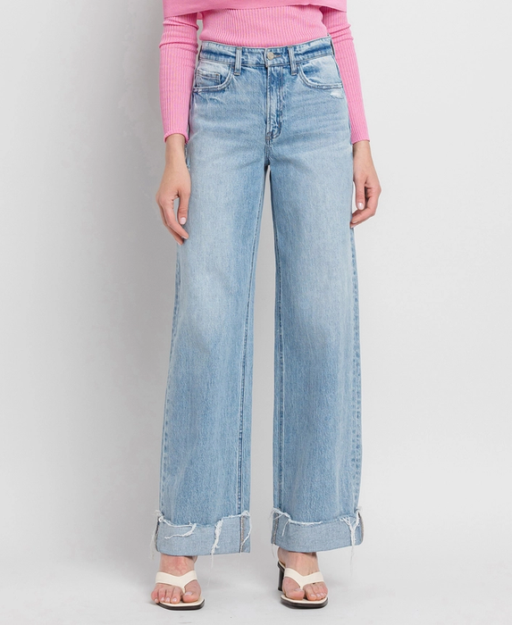 Vervet • Kris Cuffed Super High Rise Baggy Wide Leg - Jubilant